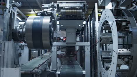 Modern tire production technology with industrial device working at factory