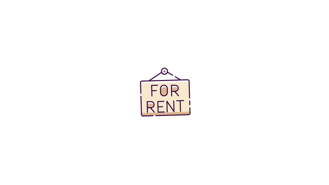 Animated For Rent Sign Swaying on a White Background