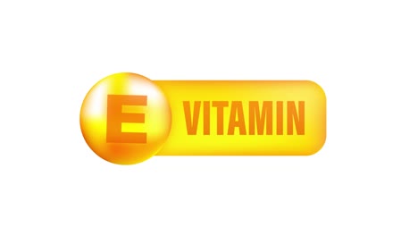 vitamin e with realistic drop on gray background. particles of vitamins in the middle. motion graphics.