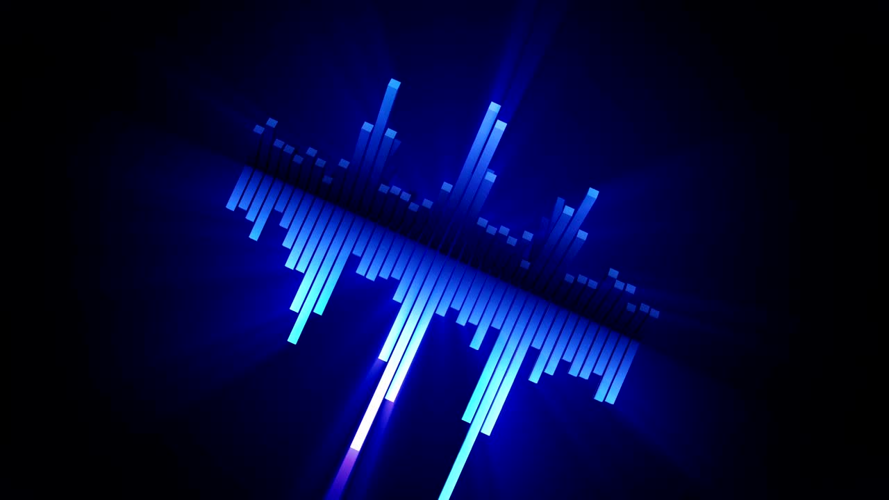 Audio blue wave animation. Sound wave from equalizer. Pulse music player. Futuristic digital sound wave concept. Loop background.
