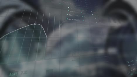 animation of multiple graphs and trading boards against abstract background