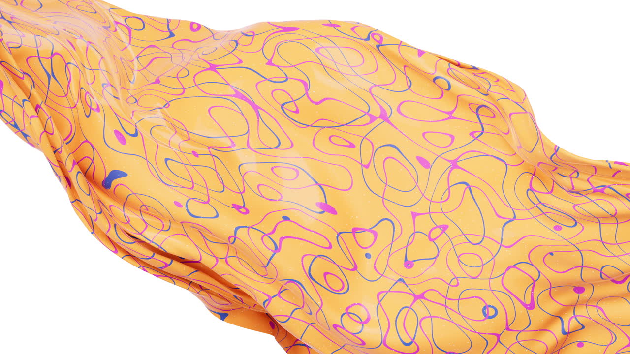 추상적인 파동 패턴과 함께 흐르는 천, 3d 렌더링