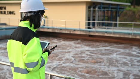 environmental engineers work at wastewater treatment plants