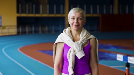 senior woman in running track