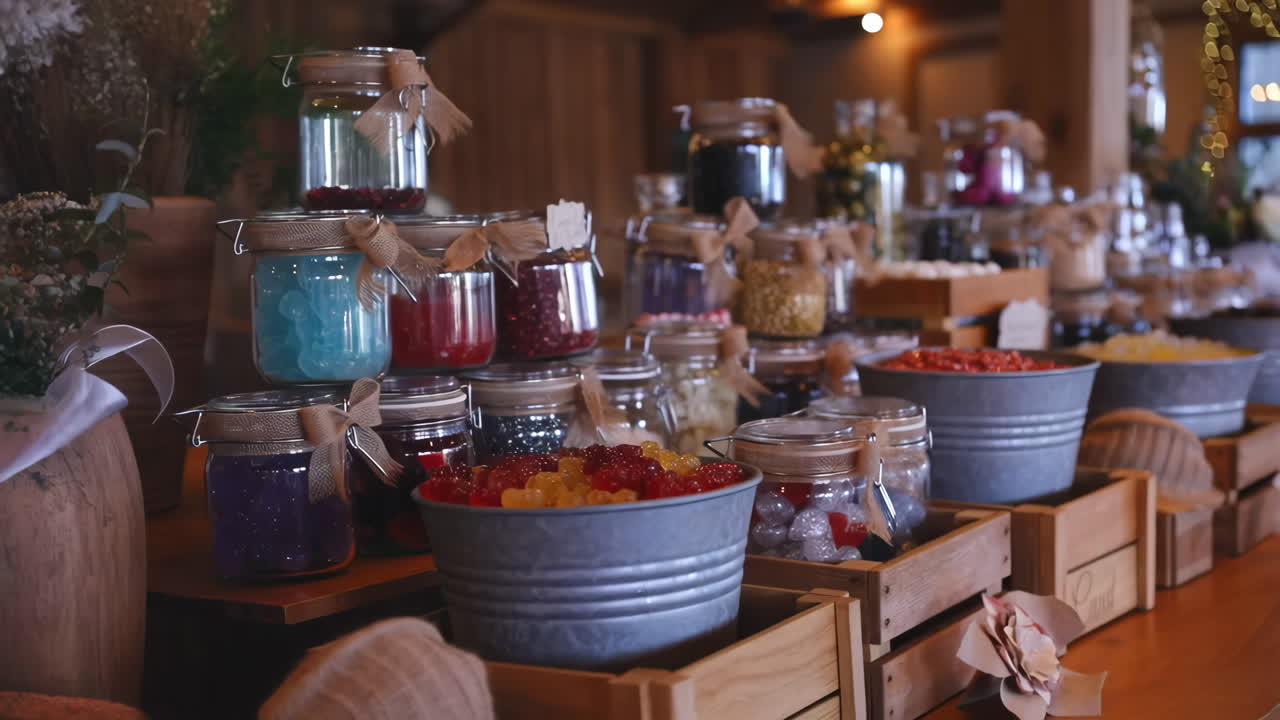 Colorful Candy Bar Display at an Event