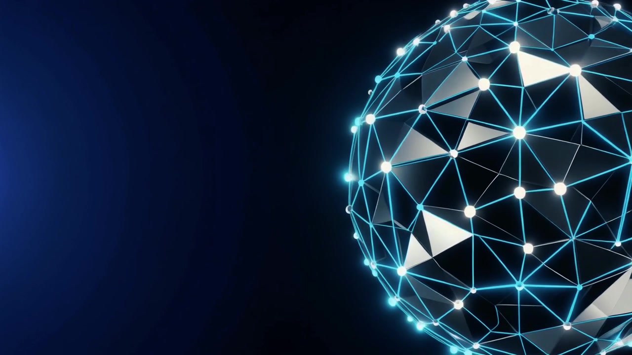 Rotating Geometric Sphere with Glowing Network Connections