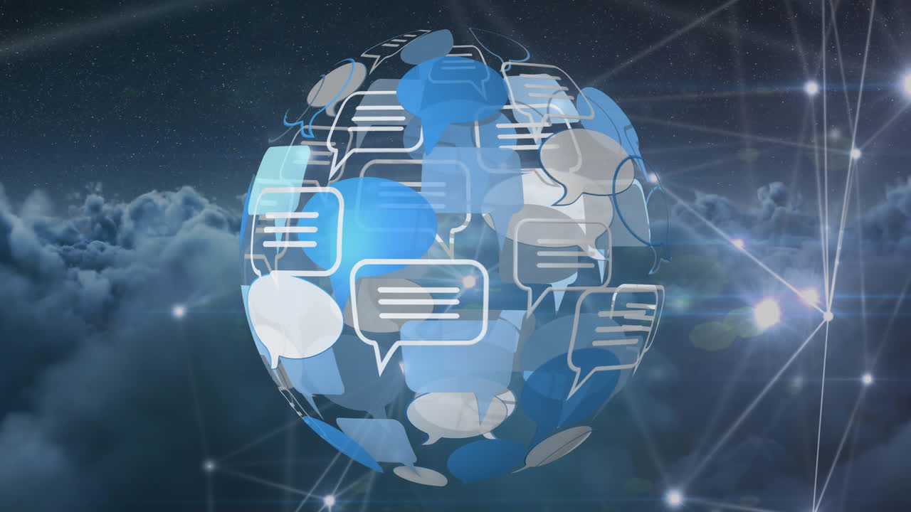 Message bubble icons and asymmetrical lines 4k