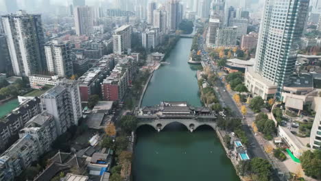 City-Metropolis-Landscape-famous-ancient-Bridge-province-against-buildings-in-old-traditional-style-and-modern-skyscrapers