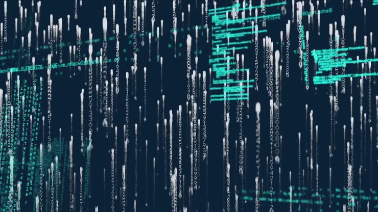 Animation of data processing and networks of connections over grind