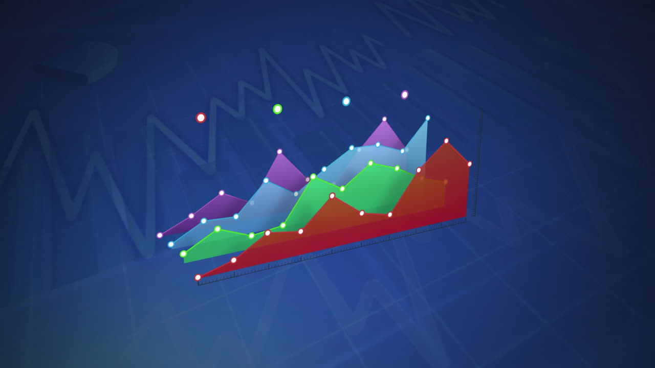 Colourful graph displayed on a blue background