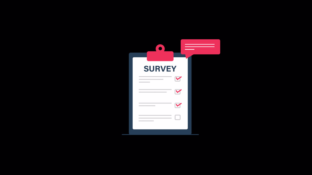 Animated Survey Form with Checkmarks on Clipboard
