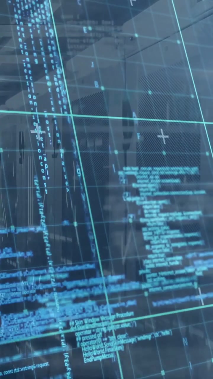 Vertical video: Translucent grid display on sync, shifting and scrolling to reveal workspace