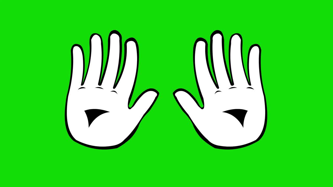 검은색과 색으로 그려진 손바닥이 흔들리는 루프 애니메이션