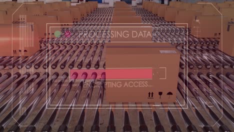 Animation-of-data-processing-over-cardboard-boxes-on-conveyor-belts