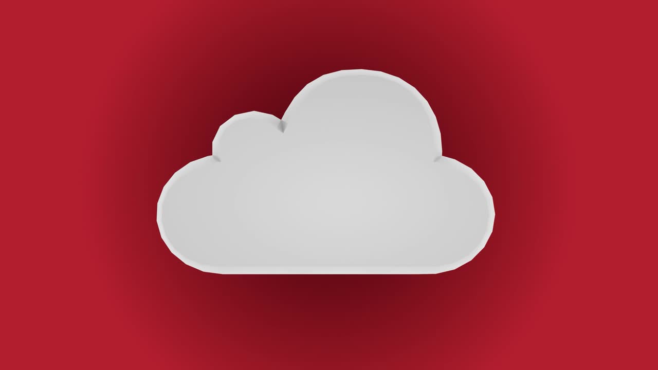 icono de nube de animación de bucle en fondo rojo con máscara alfa 4k imágenes uhd