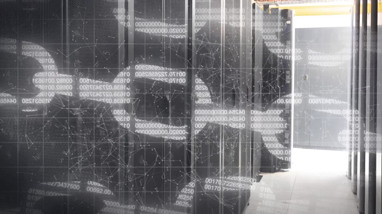 서버  ⁇ 에서 움직이는 모양과 디지털 체인의 애니메이션