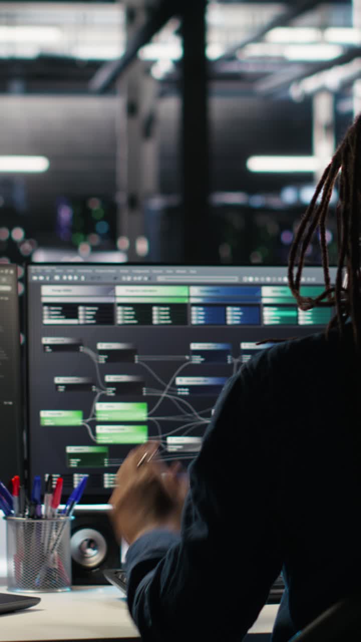 Vertical Video Irked Data Center It Expert Smashing Desk, Upset By Glitching Node Tree Software