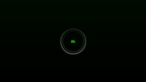 4k video. color loading circle bar on black screen. dowloading - 0 to 100%