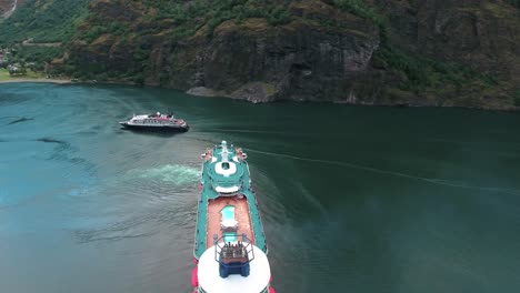 Cruise-Ship,-Cruise-Liners-On-Sognefjord-or-Sognefjorden,-Norway