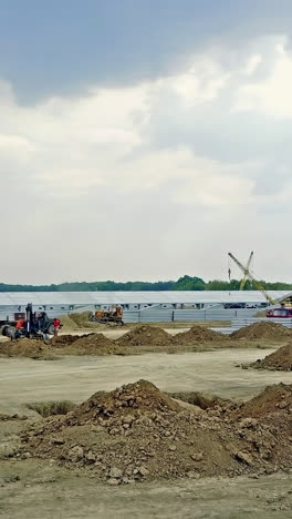 construction complex of livestock. aerial view of the constructing new farm for livestock