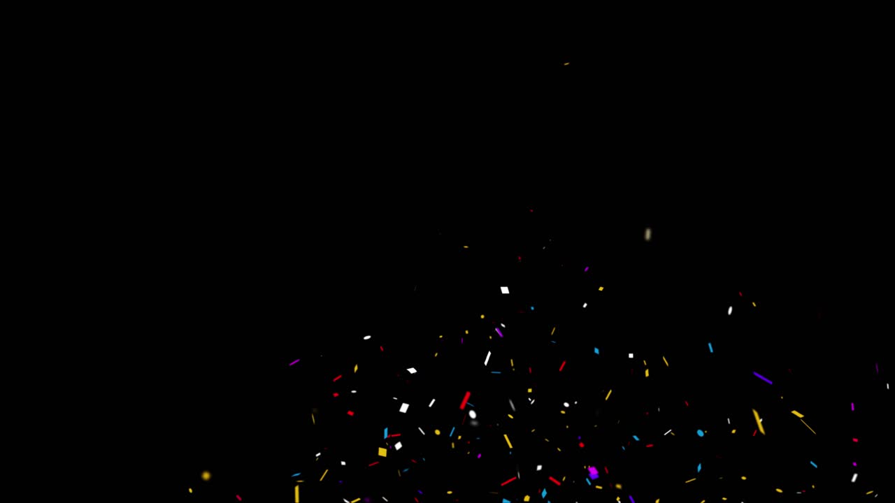 Colorful isolated confetti particles gunshot popper explosions shooting falling green screen loop
