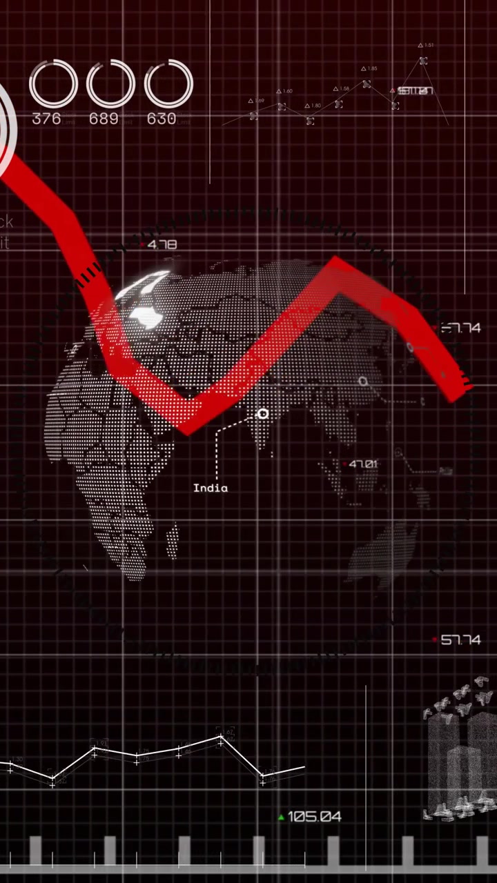 Vertical video: Pulse causing globe and red line rotating, zigzagging, updating for tracking data