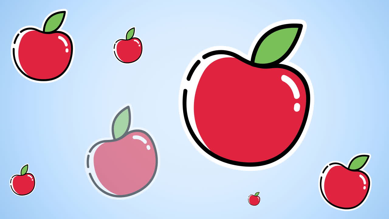 Animation of multiple apple icons on blue background | Premium Stock ...