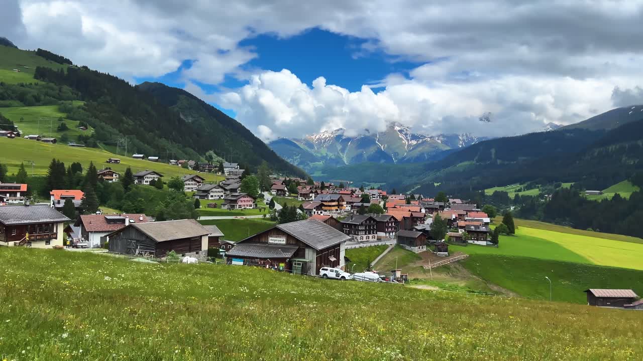 Bellwald City In Goms District In The Canton Of Valais, Switzerland. POV Shot