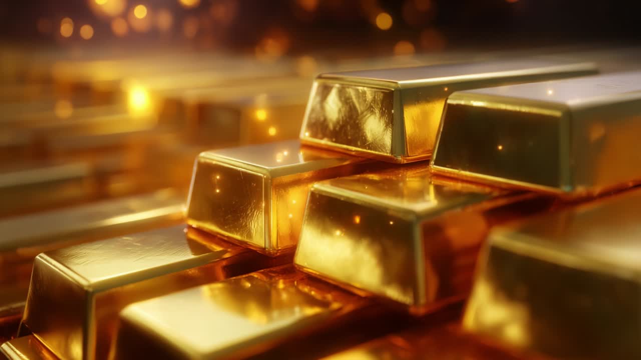 A Stunning Close-Up View of Shimmering Gold Bars Reflecting Light and Creating an Opulent Atmosphere, Perfectly Capturing the Essence of Wealth and Luxury in a Vivid Display of Precious Metal