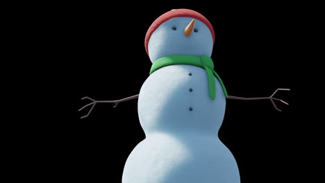 Animation-of-christmas-snow-man-moving-on-black-background