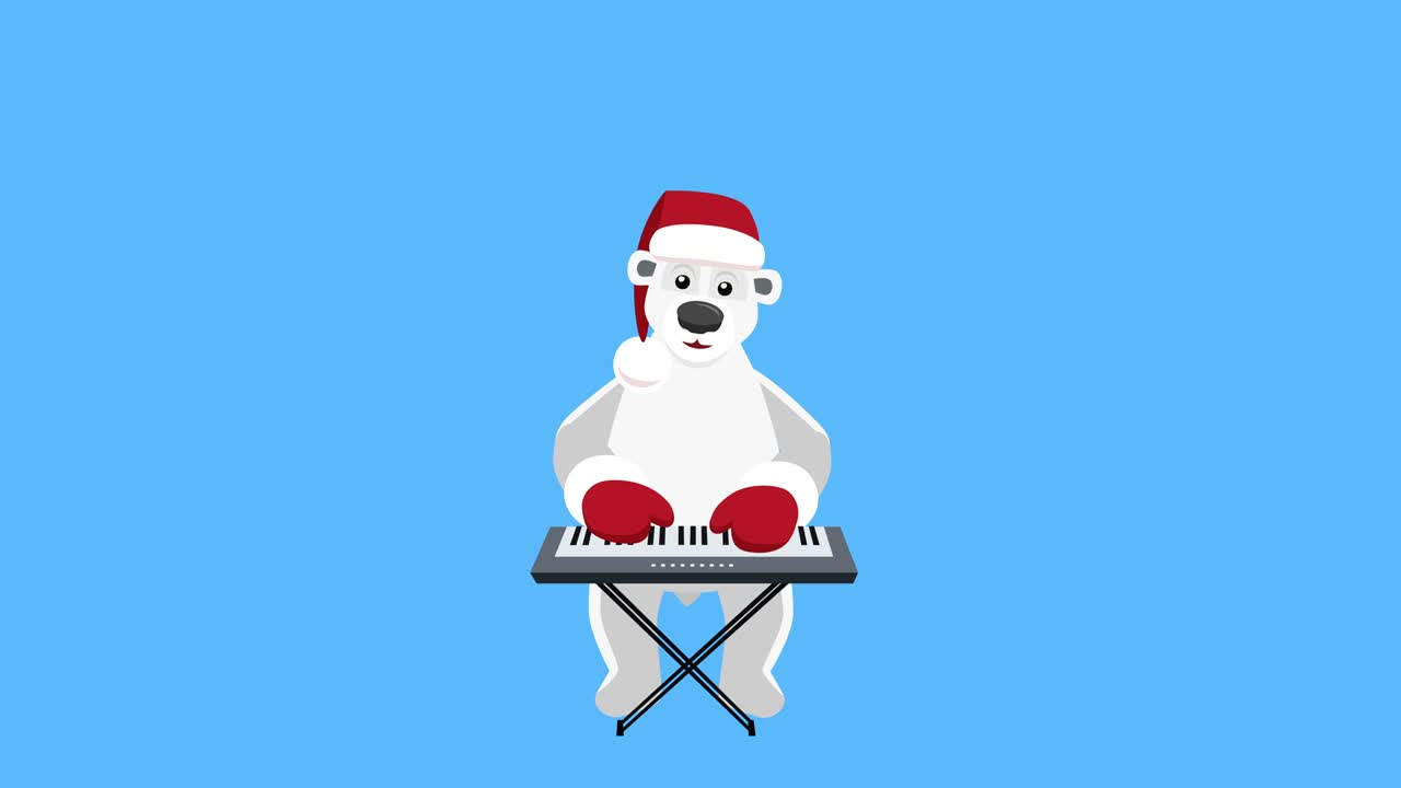 만화 북극  평평한 크리스마스 캐릭터 플레이 신디사이저 애니메이션과 매트