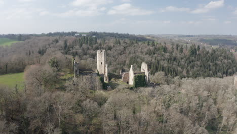 imágenes aéreas de las ruinas del castillo de chalucet en haute vienne, francia