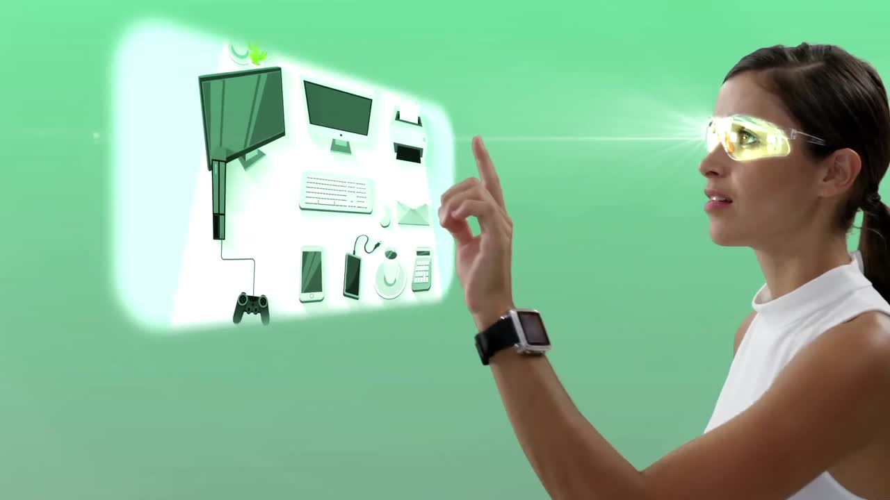 미래 지향적 인 안경을 입은 사업가