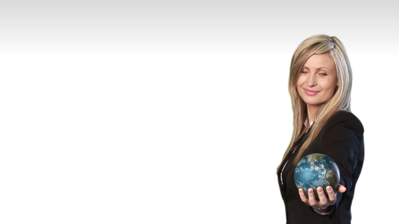 mujer de negocios que sostiene el mundo