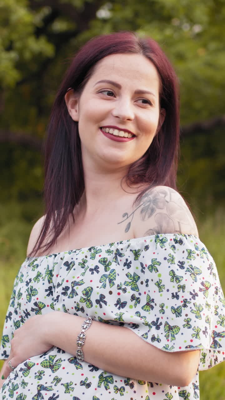 Pregnant woman smiling vertical video