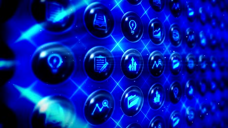 conjunto de iconos de negocios, antecedentes de negocios globales, animación de bucle cg,