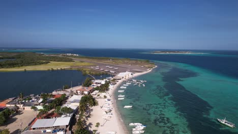 aerial approach small airport caribbean island los roques venezuela