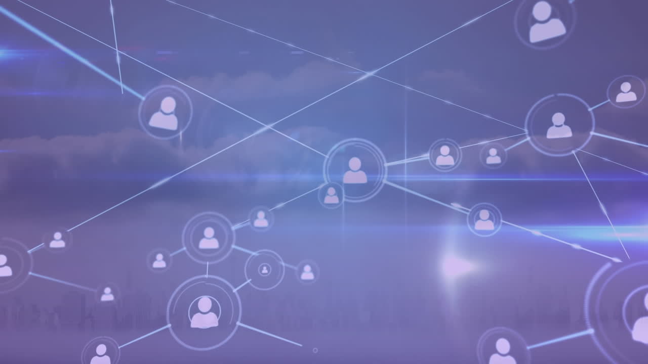 animación de la red de conexiones con iconos