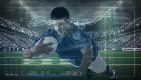 Animation-of-data-processing-over-rugby-player-during-rugby-match-in-sports-stadium