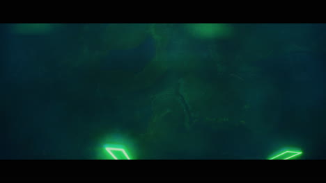 rocky landscape with huge green light portal structures