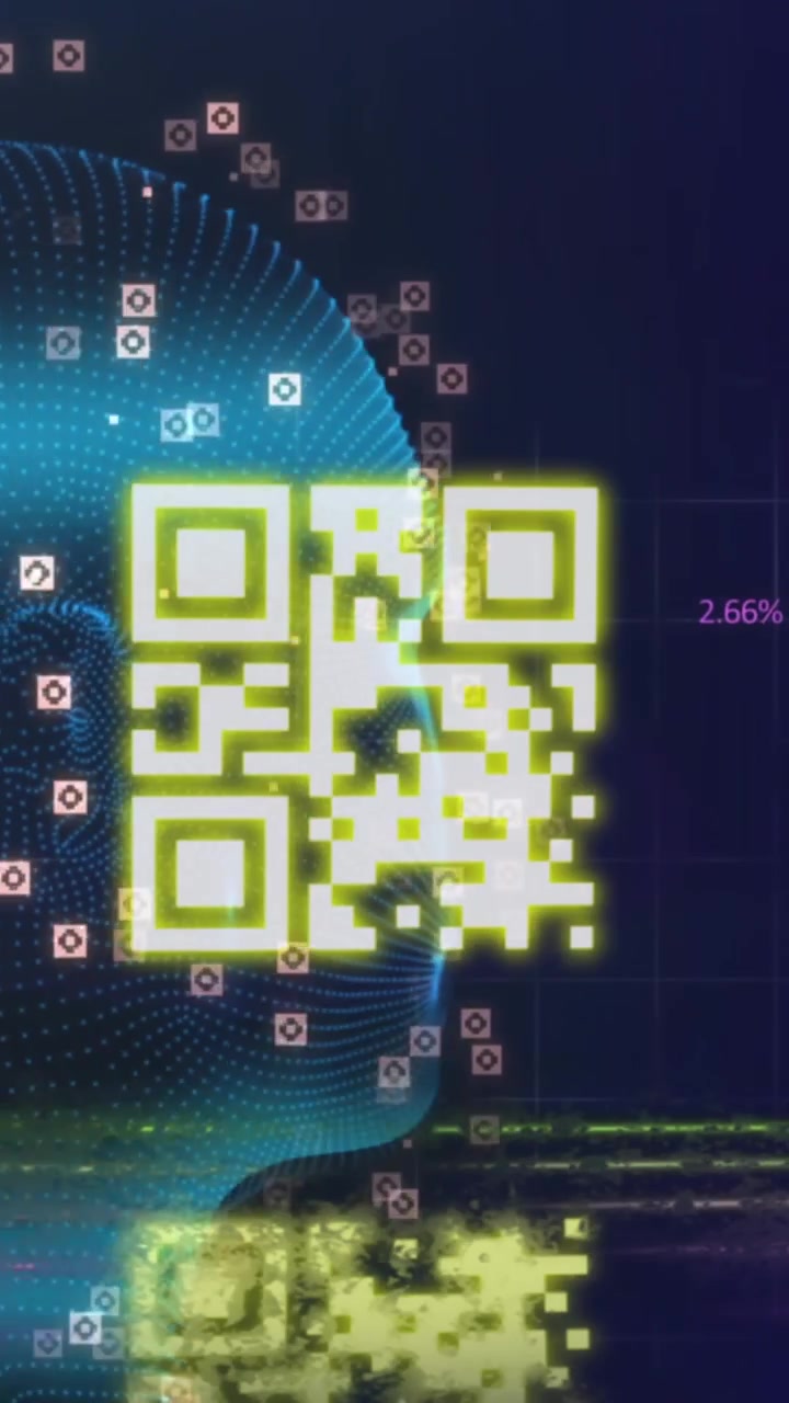 Animation of network of connections over qr code and head