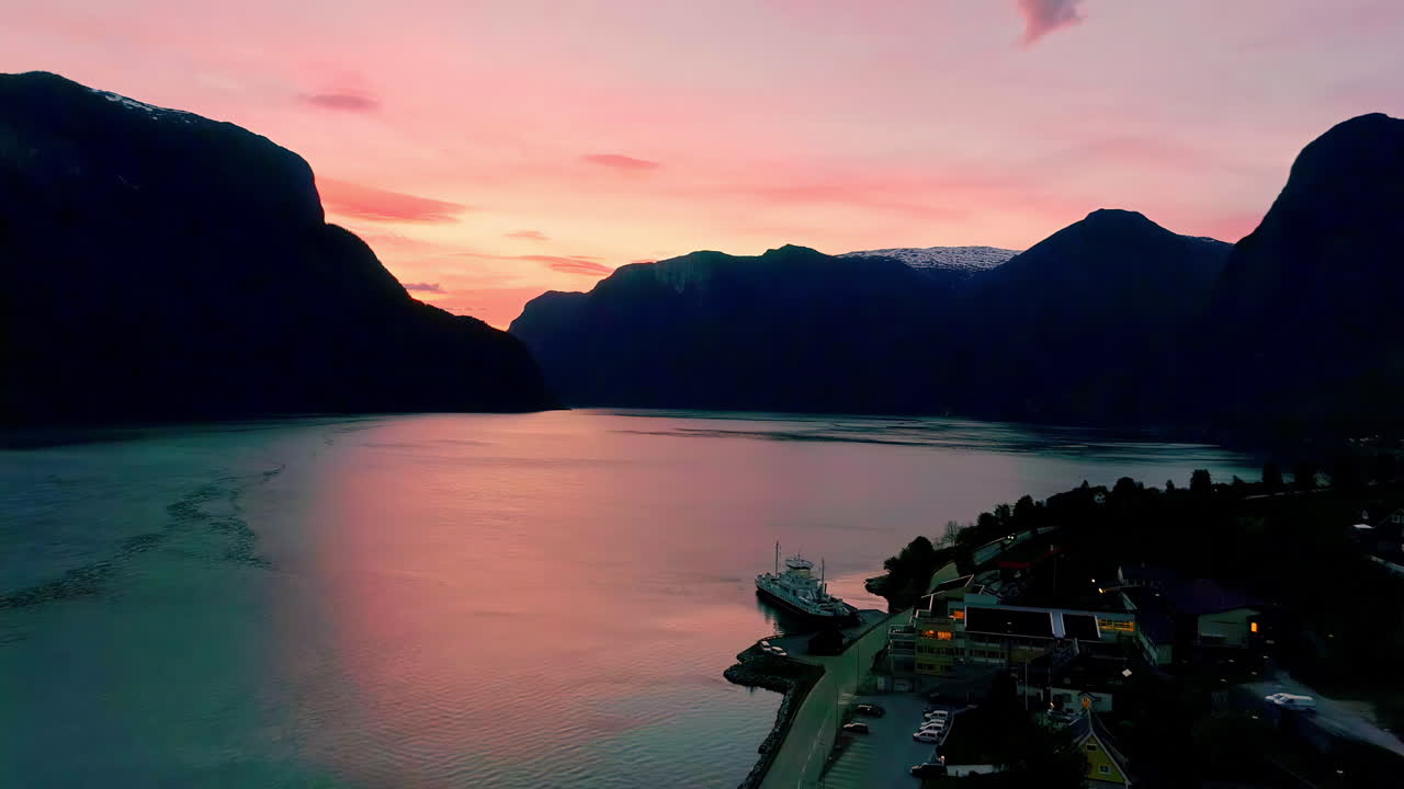 Romantic Purple Sunset in the mountains