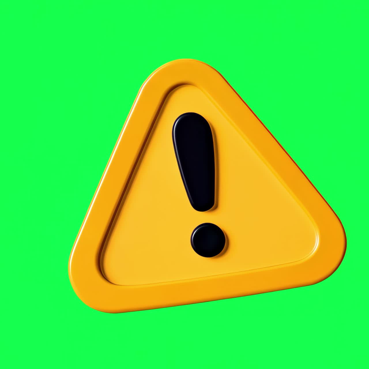 Warning symbol animation, transparent 4K video, green screen