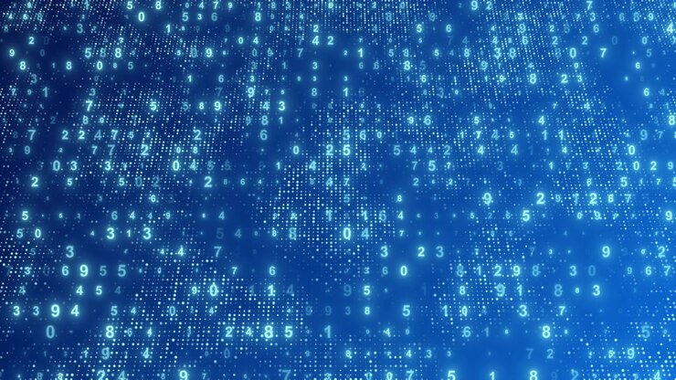 Abstract Digital Background with Flowing Blue Binary Numbers