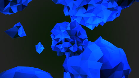 futuristic blue liquid orb and triangles on dark black gradient