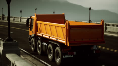 big lorry truck on the bridge