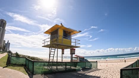 lifeguard tower overlooking a sunny beach