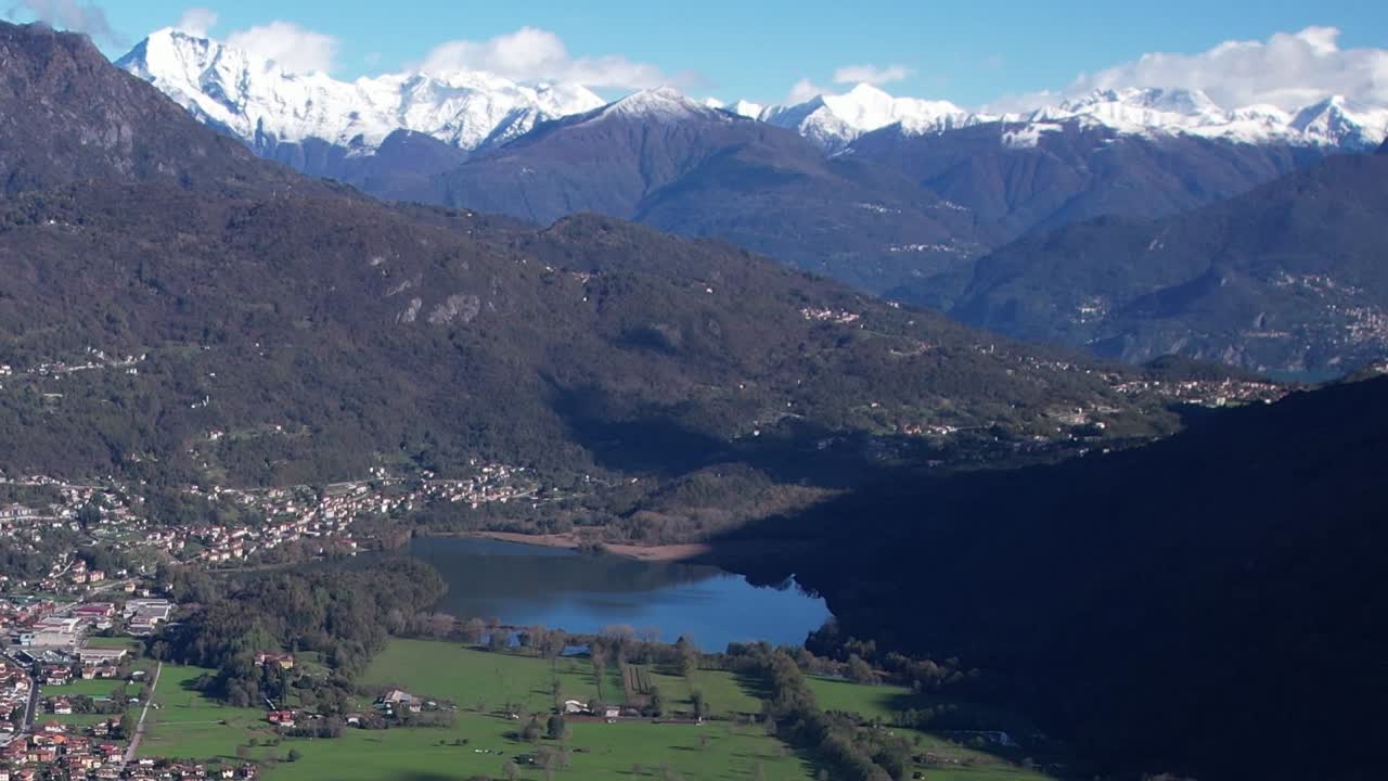 Majestic aerial view of the Alps in Italy showcasing stunning snow peaks