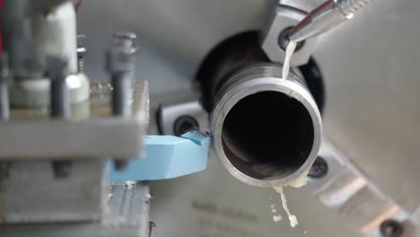 close-up of a lathe working in super slow motion