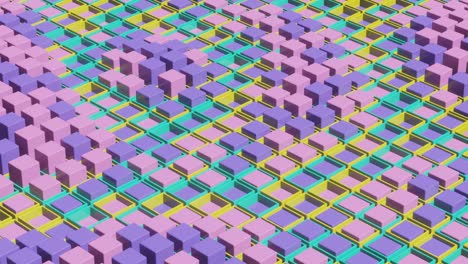 abstract 3d render scene with animated multicolor cubes. seamless loop modern satisfying motion graphic